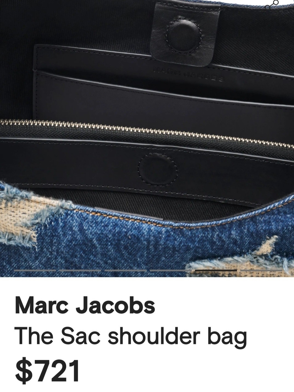 Marc Jacobs Distressed Denim Tote in Dark Blue with White Logo Limited Addition - Picture 2 of 7